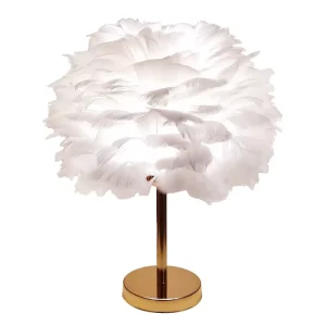 TAIKOO Feathers Table Lamp Night Light Lampshade for Bedside Home Room Decor White Home & Garden Lamps Lighting & Ceiling Fans