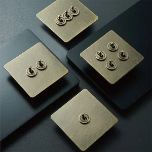 TEP UK 13A Double Universal General Socket Wall Retro Brushed Brass Light Toggle Switch Stainless Steel Green Bronze Switches