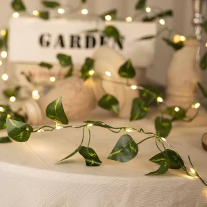 TSINYE Artificial Vine String Lights Green Leaf Warm White Battery Operated Timer Flexible Bedroom Wedding Cottagecore Decor