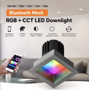 TUYA Recessed 10W Dimmable RGB ZigBee Control Square LED Downlight for Hotel Home Restaurant