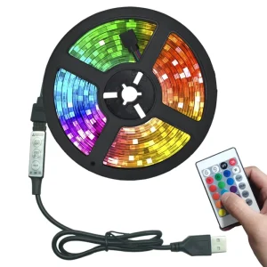 TV Backlight 5050 RGB DC 5V IP65 Flexible USB LED Strip Light 24-Key IR Remote Controller