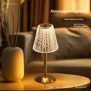Table Lamp Elegant Light Luxury Rechargeable Nordic Design Touch Switch Dimmable Night Light Retro Ambiance for Bedroom Master