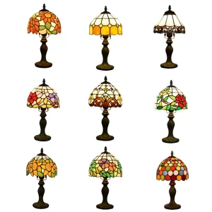 Table Lamp Retro Glass Stained 8 Inch Tiffany Table Lamps