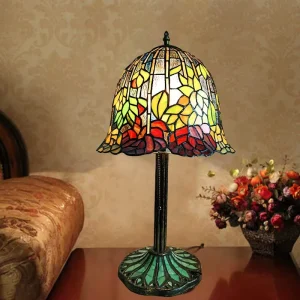 Table Lamps with Rose Flower Shade Living Room Bedside Stained Glass Lamp Claw Base Restaurant Decoration Desk Light