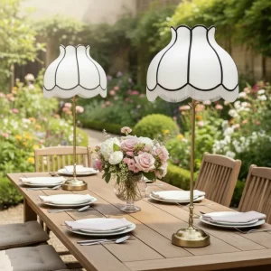 Tall Cordless Fabric LED Table Lamp Remote Rechargeable Battery Gold Shade Custom Lampshade for Wedding Events Hotel Decorations