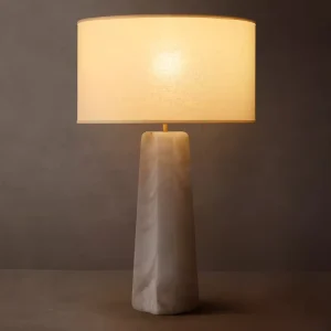 Tapered Marble Table Lamp Linen Shade Master Bedroom Luxury Villa OEM Service Customizable Estate Project Contract Grade UL ETL