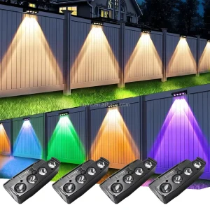 Tayire Outdoor Waterproof LED Solar Wall Lamp Square Luminous RGBYW Colorful Light for Deck Garden Fence Exterior Wall