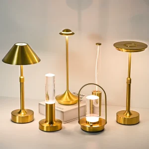 Telescopic Adjustable Golden Metal Cordless Table Lamp USB Charging Portable Touch Dimmable LED Wireless Bedside Desk Lamp