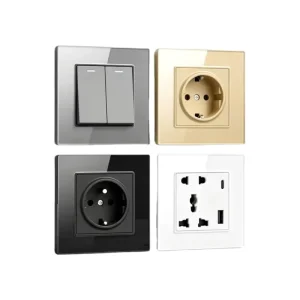 Tempered Glass 1/2/3/4 Gang 2-Way/3-Way/4-Way 16A 250V Square Push Button IP20 Wall Switch