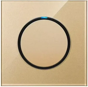 Tempered Glass Circular Button LED Wall Switch European 16A Socket Retro Style IP23 EU UK Standard 1 Gang 2 Way