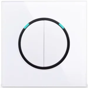 Tempered Glass Panel Circular Button LED European 16A Socket Retro Style Wall Switch EU UK Standard 2 Gang 2 Way 110 250V IP23