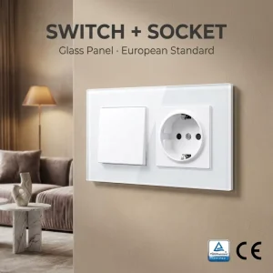 Tempered Glass Panel Light Wall Switch 10A 220V 1 Gang 1-Way White Black