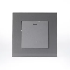 Tempered Glass Panel Wall Mounted 1 Gang 1 Way Light Switch with LED Indicator Black Grey White Gold 1 Button Rocker Switches