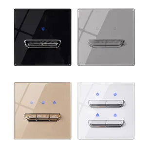 Tempered Glass Wall Light Switch 1/2/3/4 Gang 1/2 Way with LED Indicator 86 Type
