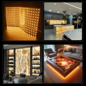 Thin Flexible LED Light Sheet Panel 24V DC CRI 90 for Backlighting Marble Surfaces Kitchen Cabinets and Stone