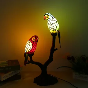 Tiffany Butterfly Modern Desk Lamp Resin Base E14LED Base Bedroom Bedside Lamp for Children’s Eye protection Table Lamp