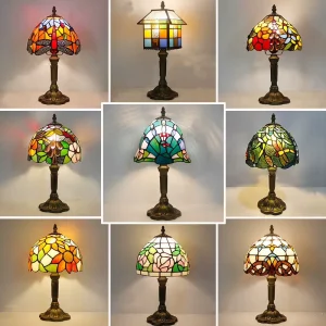 Tiffany European Style Stained Glass Table Lamp for Indoor Bedside Reading