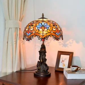 Tiffany Modern Flexible AC Powered 12 Inch Stained Glass LED Desk Lamp for Living Room Bedroom