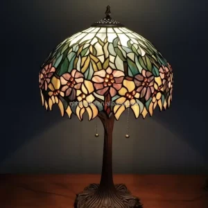 Tiffany Style Green Wisteria Stained Glass Desk Lamp Home Office Living Room Kitchen Hotel Dining Bathroom Exterior Solar School