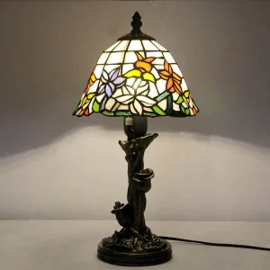 Tiffany Style Table Lamp 3 Color Temperatures Rose Flower Stained Glass Lamps