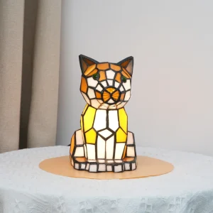 Tiffany Table Lamp Small Creative Cat Stained Glass Animal Night Light Restaurant Bar Children’s Room Decorative Table Lamps