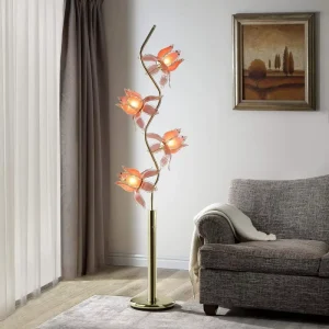 Tiktok Is a Hot Seller in the United States. New Light Luxury Metal Lotus Floor Lamp. Advanced Glass Flower Living Room Bedroom