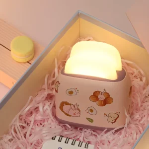 Toaster Night Light DIY Sticker Ambient Lamp Creative Ornament Reading Light Bedside Rechargeable Bedroom Sleep Lamp