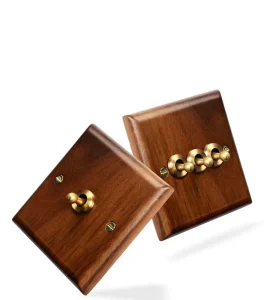 Toggle Retro Style Solid Wood Panel Black Keys Switch Home Wall Switch Brass Metal Wall Switches and Sockets