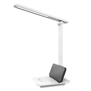 Touch Control Dimmable DC LED Desk Lamp Foldable Shade Eye Care Nightstand Side Table Lamp Non-Glaring White Shade for Office
