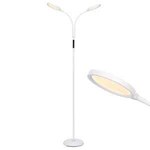 Touch Control Dimmable LED Floor Lamp Adjustable Height Double Head Design Changeable Color Aluminum Construction for Home Use