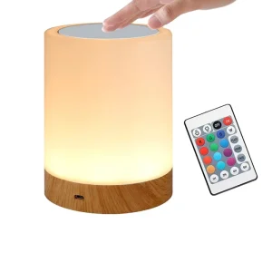 Touch-Control RGB Rechargeable LED Table Lamp with Hook for Camping and Bedside Use
