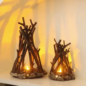 Touch-Control Rechargeable Night Light with White Noise, Simulated Burning Branches Bonfire Design