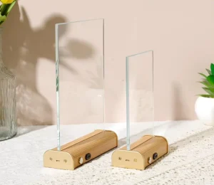 Touch LED Wooden Light Base, USB 5V Rechargeable RGB Lamp Holder for Custom Glass Engraving