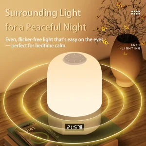 Touch Rechargeable LED Bedside Lamp with Clock, 3 Color Temperatures, for Baby