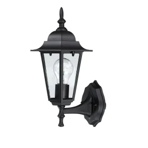 Traditional Outdoor Wall Lantern Anti-Rust LED Source with Black Finish Clear Glass and Die Cast Aluminum Material Wall Lamp