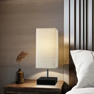 Traditional Square Electric Wooden Desk Table Lamp for Home & Hotel Decor