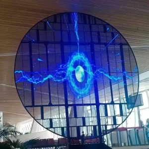 Transparent P3.91 Round Full-Color LED Display Screen with 2000cd Brightness for Shop Window Advertising