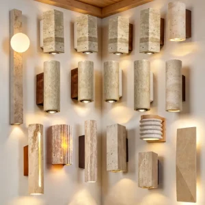 Travertine Stone Led Wall Light for Home Decor Living Room Medieval Bedside Sconce Stair Corridor Hotel Wabi Sabi Bedside Lamp