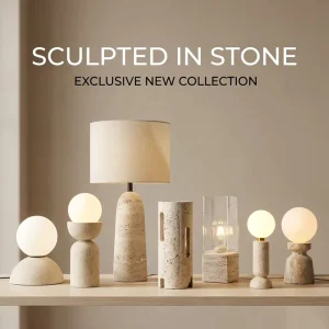 Travertine Table Lamp Wabi Sabi Natural Stone Bedside Desk Light for Hotel Room Bedroom Villa Decor