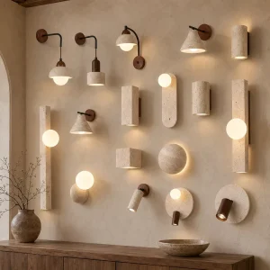 Travertine Wall Lamp Wabi Sabi Cave Stone Sconce Warm White CCT LED for Hotel Bedroom Corridor Bedside