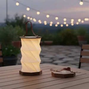 Trending New Folding Wooden Paper Night Lamp Rechargeable Battery Included Creative Table Light Home Decor Promotional Gift