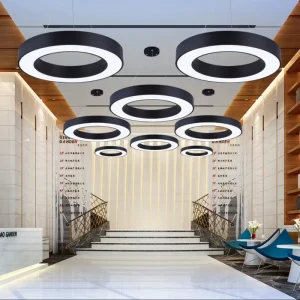 Tungwille Pendant Light 50mm*75mm Aluminum Arc Smart RGB Circular Chandelier Hanging Lamp for Indoor Gym & Office Decor