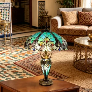 Turkish Moroccan Lamp Style Flower Stained Glass Lampshade Desk Lights Mediterranean Style Bedroom Lamp