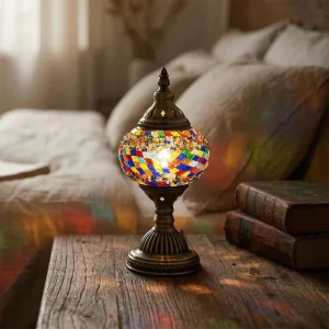 Turkish Mosaic Table Lamp Handmade Retro Vintage Desk Light for Bedroom Hotel Cafe Romantic Decor Lighting
