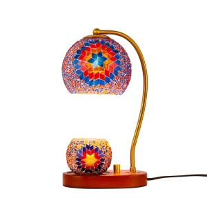 Turkish Style Mosaic Multicolor Glass Table Lamp with Mosaic Aromatherapy Candle Holder for Decoration