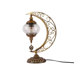 Turkish Style Simple DIY Mosaic Moon Shape Fluorescent Table Lamp E14 E26 Bulb Base Christmas Decoration Without Kit Sets