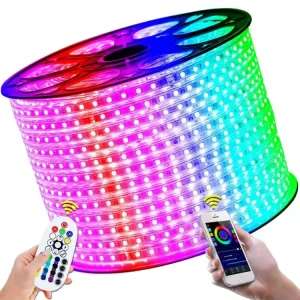 Tuya App Control 220V 12mm IP67 Landscape Copper 96leds m RGB Epistar 20W Smart Led Strip Light Strings Dimmable