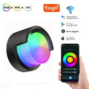Tuya LED Smart APP Control WiFI Exterior Wall Sconce Round Outdoor Waterproof IP65 Wall Light RGBCW Dimmable 9W Wall Lamp