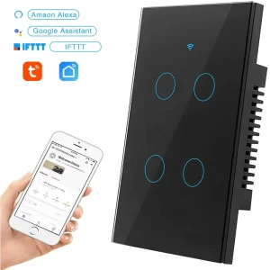 Tuya Smart Life 4 Gang Smart Wifi Touch Wall Switch Smart Wifi Light Switch