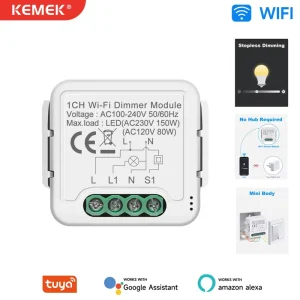 Tuya WiFi Smart Dimmer with 2 Way Control for Dimmable LED Lighting Home Smart Dimmer Switch Module